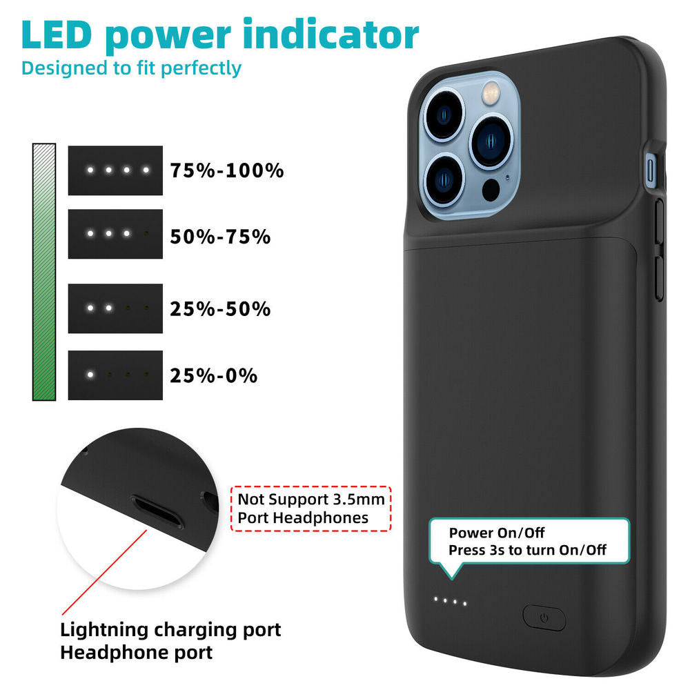 6800Mah Battery Charger Case Power Bank Cover for Iphone 11 12 13 14 15 16 XR XS